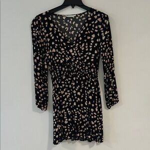 Lush Black and Cream Long Sleeve Dress